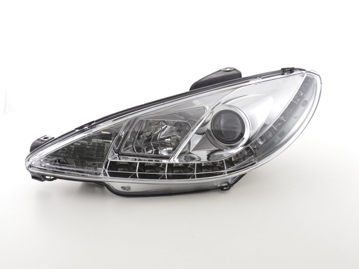 Scheinwerfer Set Daylight LED TFL-Optik Peugeot 206 98-07 chrom Scheinwerfer Set Daylight LED TFL-Optik Peugeot 206 98-07 chrom